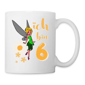 Ich bin 6 Jahre alt Fee Blumen Geburtstag Mädchen - Tasse - Weiß - Rechts