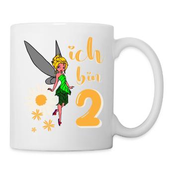 Ich bin 2 Jahre alt Fee Blumen Geburtstag Mädchen - Tasse - Weiß - Rechts