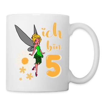Ich bin 5 Jahre alt Fee Blumen Geburtstag Mädchen - Tasse - Weiß - Rechts