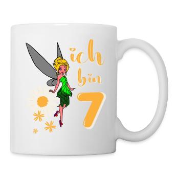 Ich bin 7 Jahre alt Fee Blumen Geburtstag Mädchen - Tasse - Weiß - Rechts