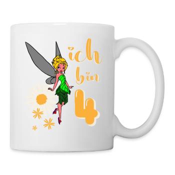 Ich bin 4 Jahre alt Fee Blumen Geburtstag Mädchen - Tasse - Weiß - Rechts