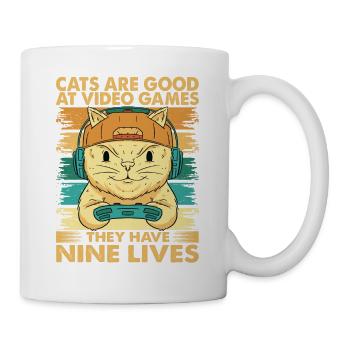 Cats Are Good At Video Games - Funny Dad Jokes - Mug - white - Right