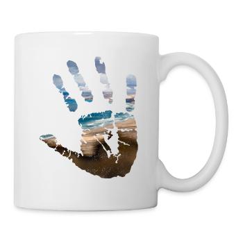 Empreinte de main avec motif de plage - Mug blanc - blanc - Droite