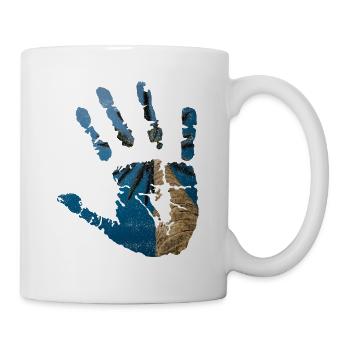 Empreinte de main avec motif de paume - Mug blanc - blanc - Droite