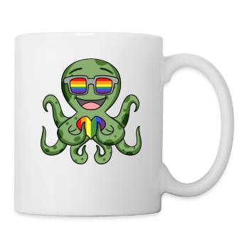 LGBT Tier Krake Regenbogen - Tasse - Weiß - Rechts