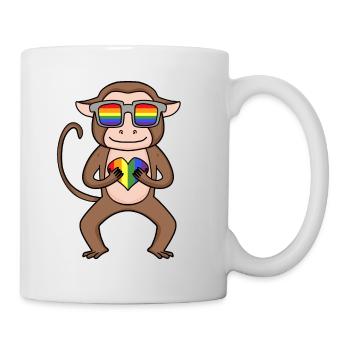 LGBT Tier Affe Regenbogen - Tasse - Weiß - Rechts
