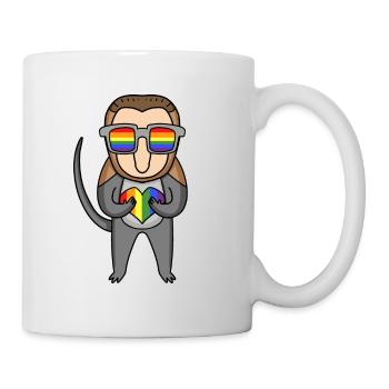 LGBT Tier Affe Nasenaffe Regenbogen - Tasse - Weiß - Rechts
