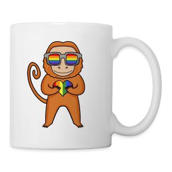 LGBT Tier Affe Regenbogen - Tasse - Weiß - Rechts