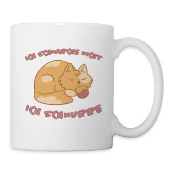 Schnurren Schnarchen Schlaf Spruch Katzen Geschenk - Tasse - Weiß - Rechts