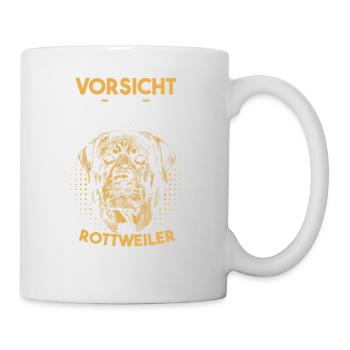 Vorsicht Vor Herrchen Der Rottweiler Ist Harmlos - Tasse - Weiß - Rechts