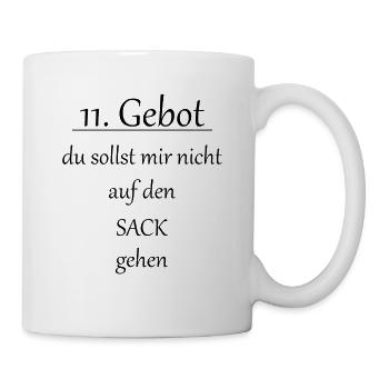 Schwarzer Humor, 11. Gebot, Festival Konzert Shirt - Tasse - Weiß - Rechts