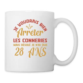 Je N'ai Que 28 Ans Anniversaire Cadeau Vintage Âge - Mug blanc - blanc - Droite