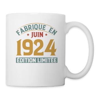 Fabriqué En Juin 1924 Anniversaire Cadeau Vintage - Mug blanc - blanc - Droite