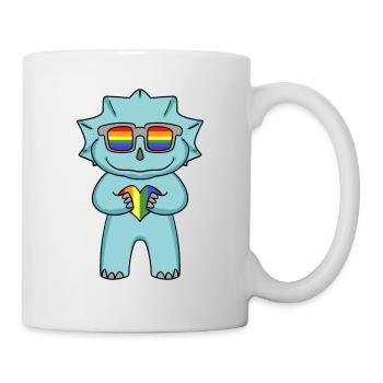 LGBT Tier Dinosaurier Regenbogen Herz - Tasse - Weiß - Rechts