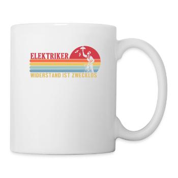 Widerstand ist Zwecklos Elektroniker Elektriker - Tasse - Weiß - Rechts