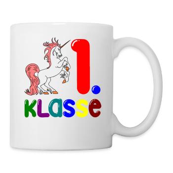 1. Klasse Schulanfänger Einhorn - Tasse - Weiß - Rechts