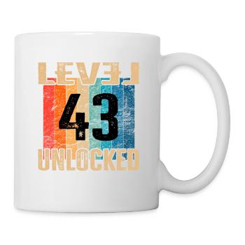 Geburtstag Happy Birthday Level Unlocked 43 Jahre - Tasse - Weiß - Rechts
