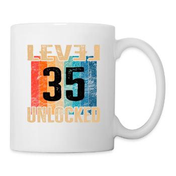 Geburtstag Happy Birthday Level Unlocked 35 Jahre - Tasse - Weiß - Rechts