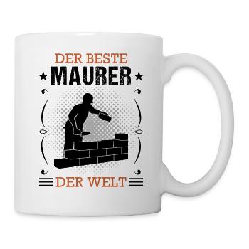 Maurer Bauhandwerker Beruf Ausbildung Geschenk - Tasse - Weiß - Rechts