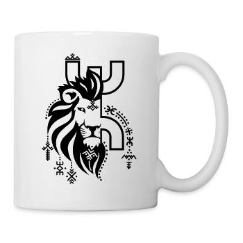 Tatouage berbere avec une tete de lyon2 - Mug blanc - blanc - Droite