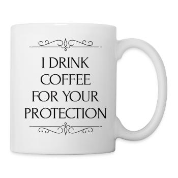 Je bois du café pour votre protection - Mug blanc - blanc - Droite