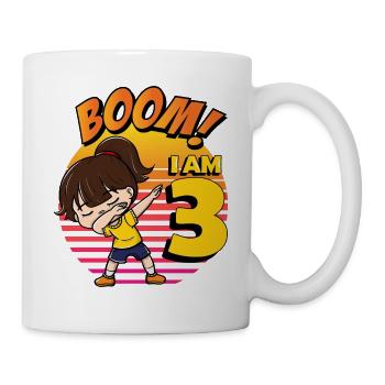 Boom I'm 3 | Birthday Girl | 3rd Birthday Party - Tasse - Weiß - Rechts