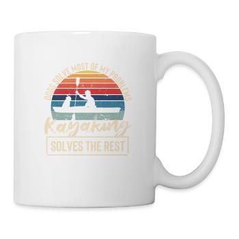 Dogs solve most of my problems kayaking - Mug - white - Right