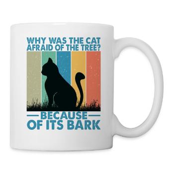 Pourquoi le chat avait-il peur de l’arbre? - Blagues de papa - Mug blanc - blanc - Droite