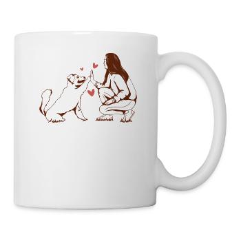 Chien avec fille pour les amoureux des chiens Cœurs Amour - Mug blanc - blanc - Droite