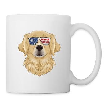 Golden Retriever USA Sunglasses American Flag - Mug - white - Right