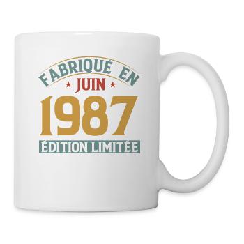 Fabriqué En Juin 1987 Anniversaire Cadeau Vintage - Mug blanc - blanc - Droite