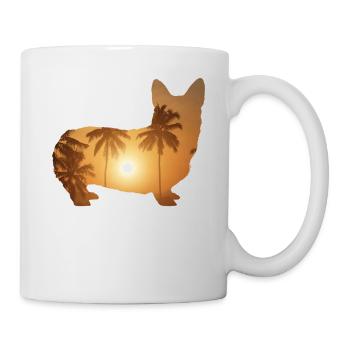 Sommerstrand - Corgi - Tasse - Weiß - Rechts