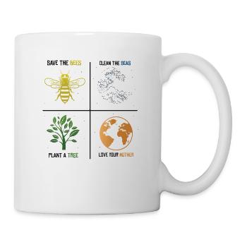 Rette die Bienen Pflanze mehr Bäume Tag der Erde - Tasse - Weiß - Rechts