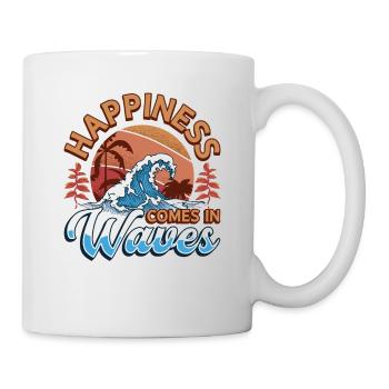 Happiness Comes In Waves Surfen Ocean Sommerurlaub - Tasse - Weiß - Rechts