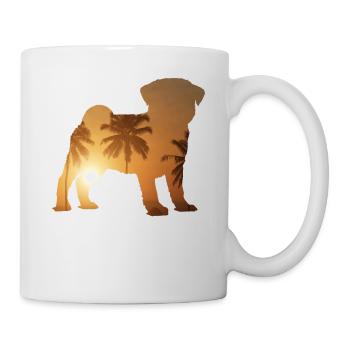 Sommerstrand - Mops - Tasse - Weiß - Rechts