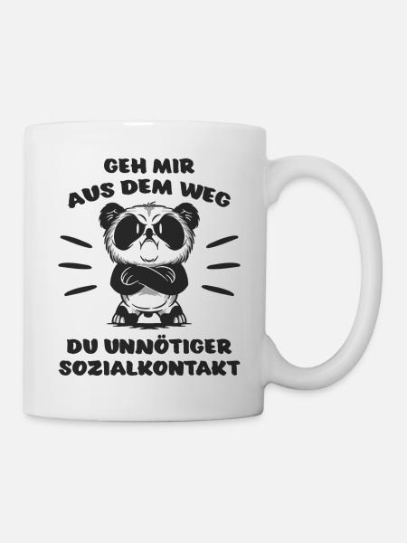 Unnötiger Sozialkontakt Lustiger Spruch Geschenk - Tasse - Weiß