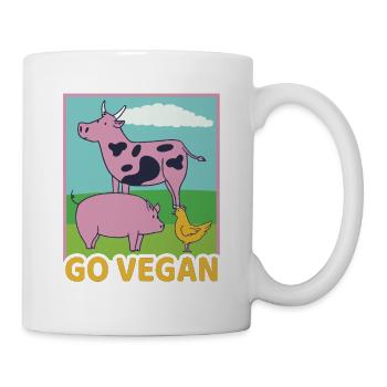 Go Vegan Vegan Vache Cochon Poulet Végétarien - Mug blanc - blanc - Droite