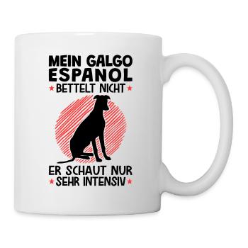 Galgo Espanol schaut sehr intensiv Windhund - Tasse - Weiß - Rechts