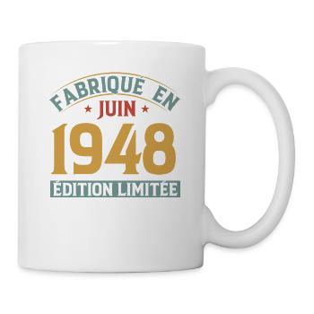 Fabriqué En Juin 1948 Anniversaire Cadeau Vintage - Mug blanc - blanc - Droite