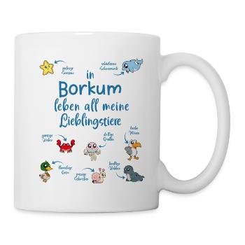 Meine Lieblingstiere in Borkum - Tasse - Weiß - Rechts