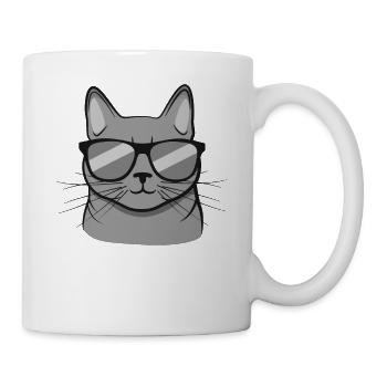 Cat With Sunglasses Funny Kitten Gift - Mug - white - Right