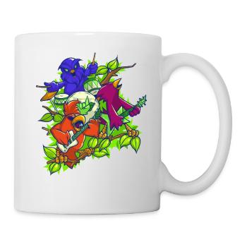 Farbenfrohe Rockmusik - Vogel Rockband - Tasse - Weiß - Rechts