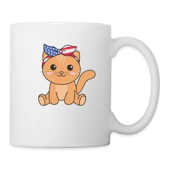 4 juillet chat américain pour enfants mignon chat américain - Mug blanc - blanc - Droite