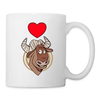 Wildebeest Antelope Africa Animal with Heart - Mug - white - Right