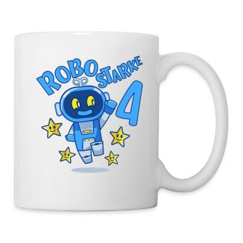 Roboter Geburtstagsmotiv 4 Jahre Jungen Geschenk - Tasse - Weiß - Rechts