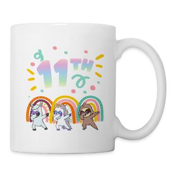 11. Geburtstag Dabbing Llama Einhorn Faultier | - Tasse - Weiß - Rechts