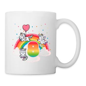 8ème anniversaire Rainbow Unicorn Thème Anniversaire - Mug blanc - blanc - Droite
