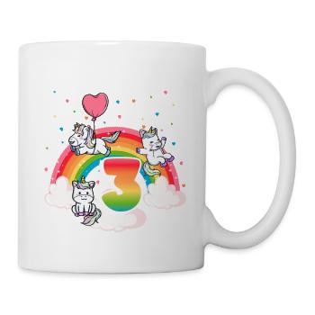 3ème anniversaire Rainbow Unicorn Thème Anniversaire - Mug blanc - blanc - Droite