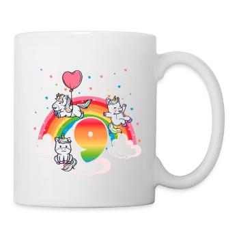 9ème anniversaire Rainbow Unicorn Thème Anniversaire - Mug blanc - blanc - Droite