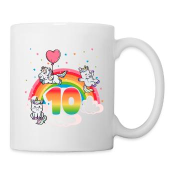 10th Birthday Dabbing Llama Unicorn Sloth | 10th - Mug - white - Right